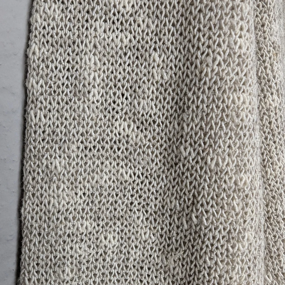 Eileen Fisher Linen Blend Loose Knit Open Cardigan Size M Heathered Beige - Picture 3 of 9